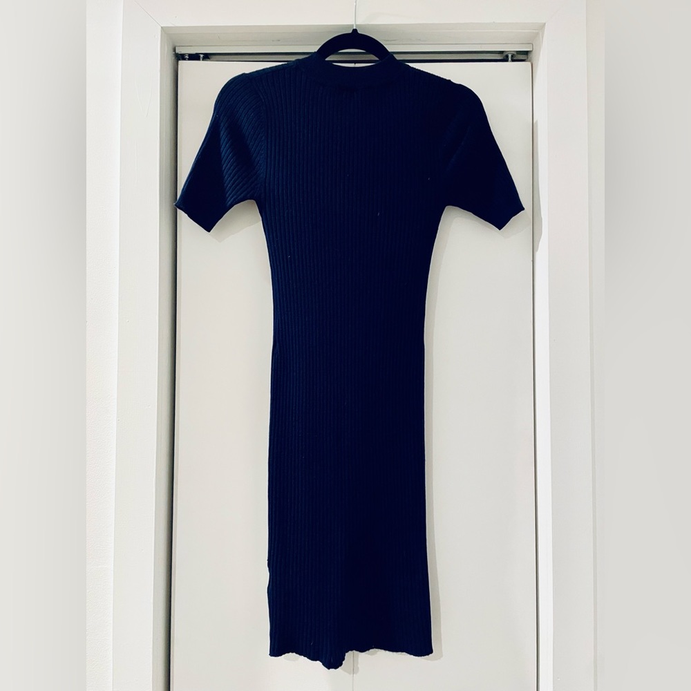 Lulu’s Navy Blue Bodycon Ribbed Knit Dress